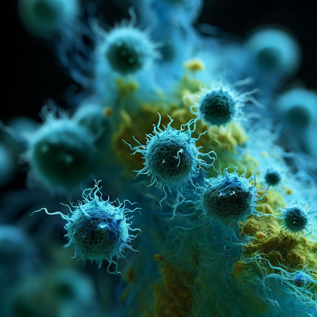 חיידקים במגבת תחת מיקרוסקופ